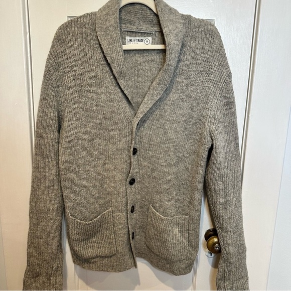 VINTAGE LINE OF TRADE GREY HEATHER 100% SHETLAND WOOL CARDIGAN SWEATER SIZE M - Picture 1 of 5